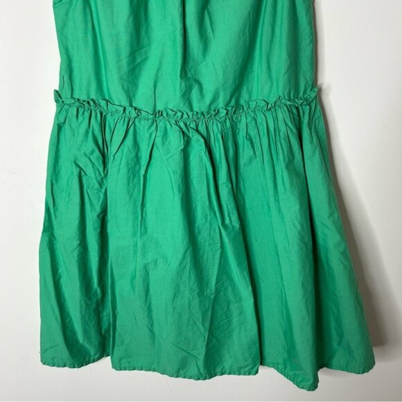 Mango Babydoll Mini Dress Gathered Ruffle Detail Cotton Green Size XS - Picture 12 of 16